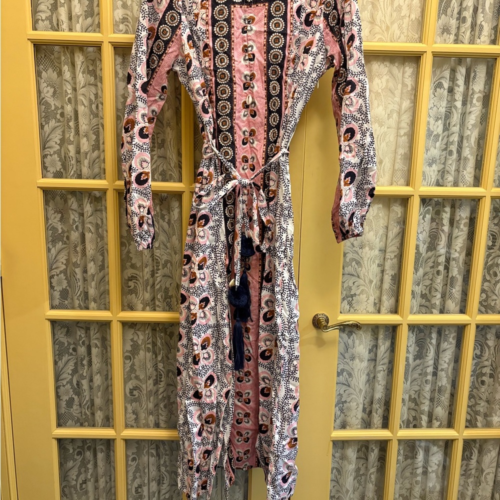 Elegant Pink Patterned Maxi Dress